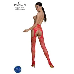 Sexy Passion Damen Netz-Strumpfhose in Straps-Optik Rot 34/36/38 #AC1375 - Bild 1 von 6