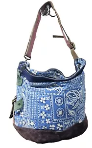 Lucky Brand Runaway Tote/Shoulder/Crossbody Multi- Blue/Green/Red Walnut Brown - Picture 1 of 16