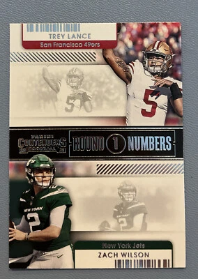 2021 Panini Contenders Round Numbers Trey Lance Zach Wilson #RN-TLA Rookie RC - Image 1 of 2