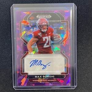 Max Borghi 2022 Prizm Draft Picks Purple Ice Autographs Update SP 13/99 🔥 WSU