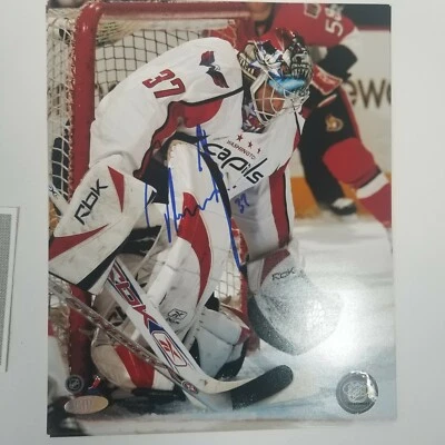 Foto autografiada por Olaf Kolzig de 8x10 de la NHL Washington Capitals certificado de autenticidad automático Foto 1 de 4