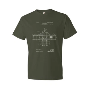 Wright Bros Airplane Top View Patent Shirt Airplane Shirt Aviation Tee - Picture 1 of 11
