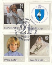 (83225) Swaziland Used Princess Diana 21st Birthday 1982 ON PIECE