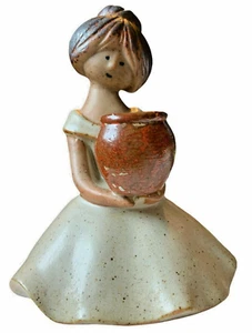 Tonfigur Mädchen kniend mit Topf 70er Jahre Mission Style Figur Japan Figurine - Bild 1 von 6