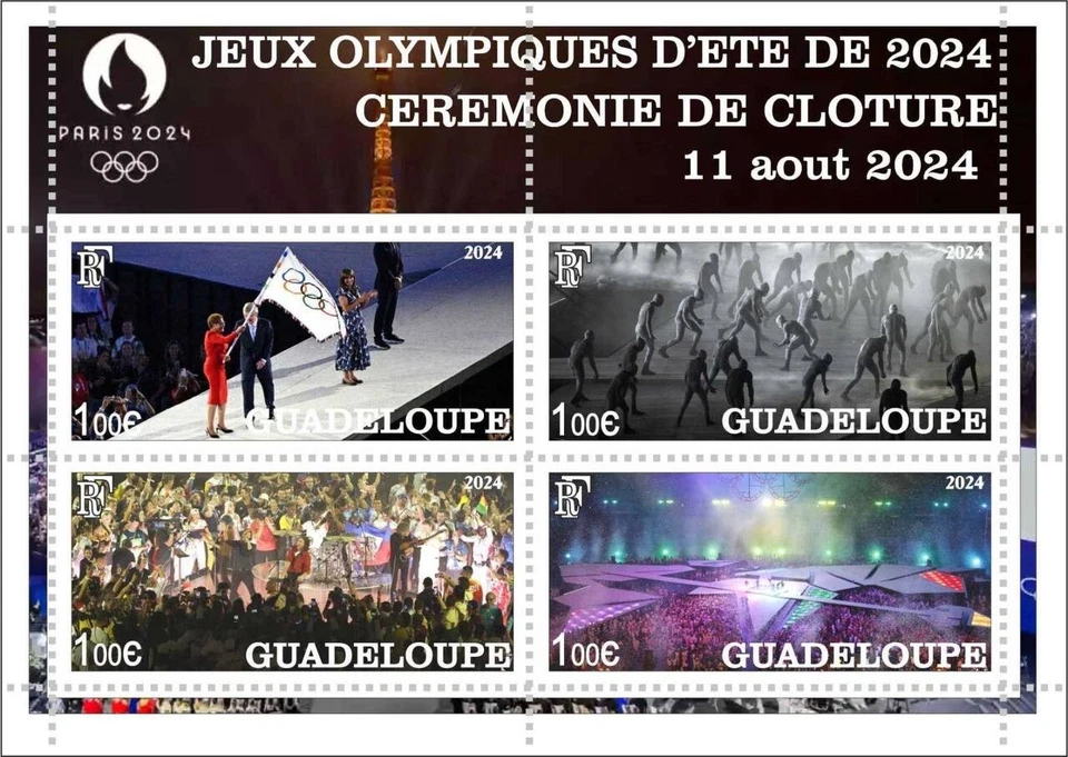 Stamp block Closing of the Olympic games Paris 2024 Guadeloupe unpostal - Image 1 of 1