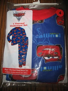 DISNEY PIXAR CARS Thermal Long Underwear Boys Girls-NEW Size 4 Buy More and Save - Picture 1 of 5