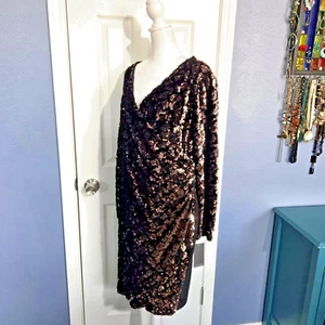 NWT 16 Julia Jordan Sequin Dress Black & Gold Evening Wear NYE Party Holiday - Picture 1 of 9
