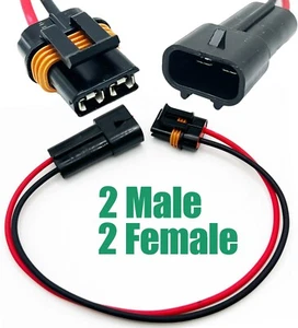 2x Assembled Delphi Metri-Pack 2-Pin 630 Series 12 AWG, 46amp 8" Lead PIGTAIL  - Picture 1 of 9