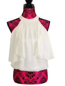 Sheike | Halter Top | Sleeveless | Chiffon | Ivory White | Women's Size 8. - Picture 1 of 8