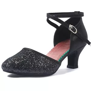 Womens Latin Dance Shoes Heeled Ballroom Salsa Tango Party Sequin Dance Shoes... - Picture 1 of 6