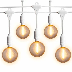 50 Socket Suspended Outdoor Commercial String Light Set, Shatterproof LED Bulbs, - Picture 1 of 7