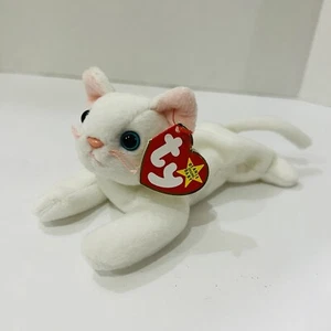 TY Beanie Babies Baby Flip The White Cat Estilo 4012 Peluche Retirado PVC - Imagen 1 de 11