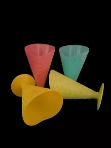 eMKay® Set of 4 Ice Cream Sundae Glass Plastic Cone Shape Dessert Cups/Bowl - Picture 1 of 7