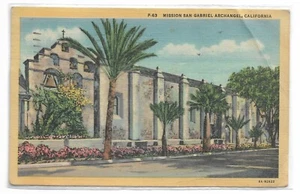 Postal de colección Misión San Gabriel Arcángel, California 1948 - Imagen 1 de 2