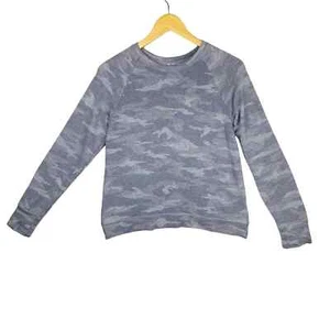 Athleta Girl Light Gray Camo Split Tulip Back Super Soft Sweater Size XL/14 - Picture 1 of 5