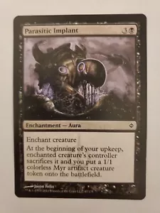 MTG Magic The Gathering Card Parasitic Implant Enchantment Aura Black New Phyrex - Picture 1 of 2