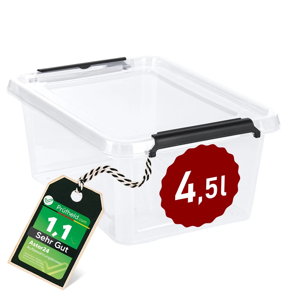 Aufbewahrungsbox Deckel Kunststoffbox Stapelbox Lagerbox Regalbox Transparent - Bild 1 von 4
