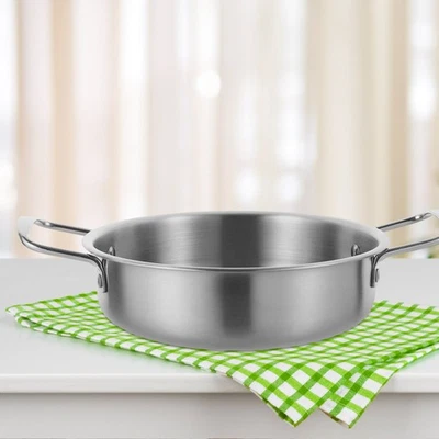  Padella Acciaio Inox Pentola Vapore Piccola Inossidabile Piccolo Wok - Immagine 1 di 4