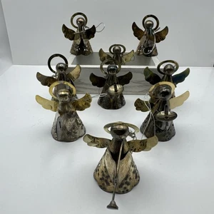 Vintage 1960s Silver Plate over Brass Angel Christmas Ornaments 2 Inch Lot Of 9 - Picture 1 of 6