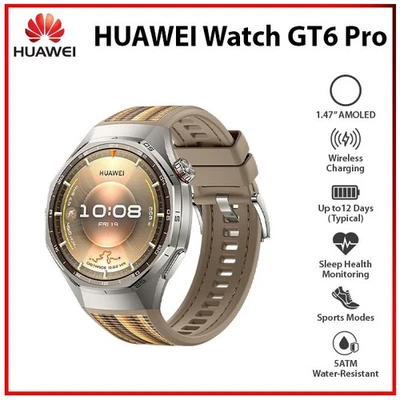Huawei Watch GT 6 Pro 46mm BROWN 1.47" AMOLED Bluetooth iOS Android Smartwatch - Image 1 of 4