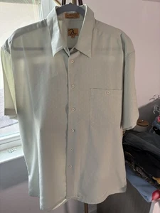 Maxini Men's Short Sleeve S Button Down Shirt Peach polyester Made In Korea - Picture 1 of 7