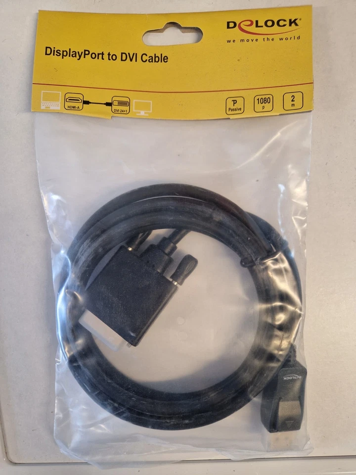 Delock Kabel DisplayPort Stecker auf DVI 24+1 Stecker 2 m - Bild 1 von 1