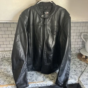 Harley Davidson Uomo SPOILER Giacca di Pelle Nero XL con Fodera - Foto 1 di 10