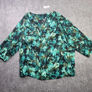Covington women top 2x button front Boxy Black Green Office Career Read - Picture 1 of 11