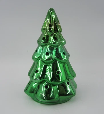 Candelabro iluminado árbol de Navidad de cerámica verde de 6" Foto 1 de 4