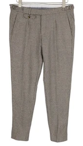 SUITSUPPLY Brentwood Int. Herren Hose UK30R Braun Wolle Hahnentritt Plissee Slim - Bild 1 von 8