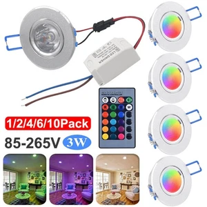 3W LED Einbaustrahler RGB Einbauleuchten Decken Spot Dimmbar Einbauspot Party DE - Bild 1 von 19