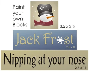 Letrero de bloque artesanal de invierno Joanie Stencil Jack Frost rasgando nariz copo de nieve artesanal invierno - Imagen 1 de 4