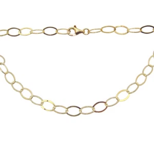 Collar de oro sobre 925 de plata esterlina cadena ovalada plana, Italia, 8,5 mm (7,5-36") - Imagen 1 de 6