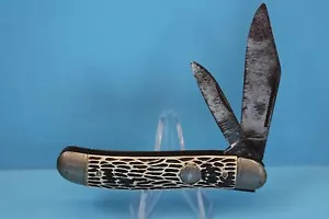COLTELLO TASCABILE PIEGHEVOLE VINTAGE IMPERAIL 2 LAME MANICO BIANCO PROVVIDENZA RI USA - Foto 1 di 4