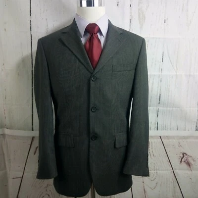 Andrew Fezza 38S 3 Button Gray Black Herringbone Suit Blazer Sports Coat - Image 1 of 4