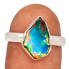 Natürlicher äthiopischer Opal grob 925 Sterlingsilber Ring Schmuck s.8 CR43188