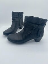 Hotter Boots Phoebe Women's Black Size 7.5 Ankle Leather Tassel Zipper