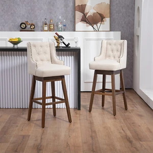 Set of 2 360° Swivel Bar Stools Bar Chair Kitchen Counter Height Dining Chair US - Picture 1 of 93