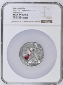 Leif Eriksson The Way to Valhalla 2 oz Silver Coin CFA Cameroon 2025/MS70 NGC - Picture 1 of 12