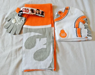 BB8 Niños 3 piezas Talla Única Sombrero Guantes Bufanda Conjunto Star Wars Disney Skully Invierno Gorro Foto 1 de 4