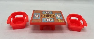 Vintage Fisher Price Little People Lobster Table Red with 2 Red Chairs - Picture 1 of 5