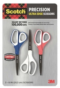 3M Scotch Precision Ultra Edge 8" Scissor, 3-count - Picture 1 of 4