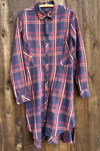 Tommy Hilfiger New With tags Plaid Flannel shirt Dress Size 12 button front - Picture 1 of 7