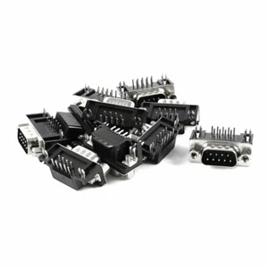 10 Pcs DB9 D-bus 9Pin Male Right Angle PCB Mount Socket Connector - Picture 1 of 1