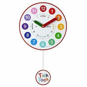 RELOJ DE PARED PÉNDULO DE APRENDIZAJE REDONDO ACCTIM MULTICOLOR TICK-TOCK TIEMPO ENSEÑANZA - Imagen 1 de 2