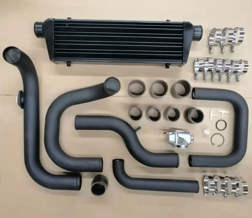 黑色中间冷却器管道套件 SQV BOV + 硅胶耦合器 92-00 本田思域 EG EK — 第 1/1 张图片