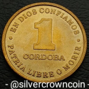 Nicaragua 🇳🇮 1 Cordoba 1987. KM#59. 1 Dollar coin. 1 Year Issue. Hat & Sprigs. - Picture 1 of 7