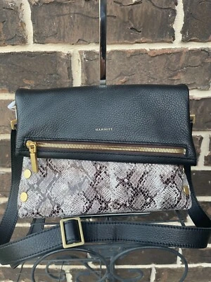 NWT $425 Hammitt VIP Medium Contrast Snake Leather Crossbody Shoulder Bag black - Image 1 of 4