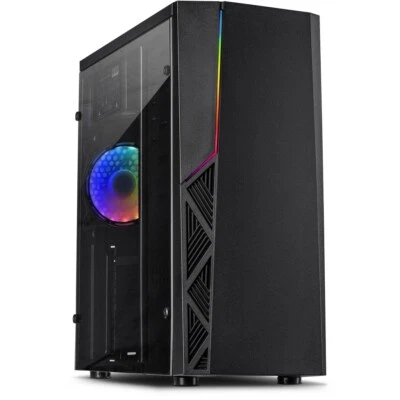 B02 RGB ATX PC Gaming Gehäuse RGB-Lüfter USB 2/3 Streifen Fenster w/o Netzteil - Bild 1 von 4