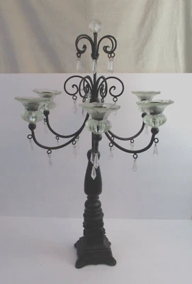 Candelabro grande gótico negro 6 brazos cónico corte transparente lágrimas Halloween Foto 1 de 4